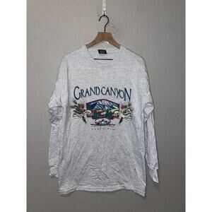 Vintage Test Print Long Sleeve Shirt Nature Tee Grand Canyon Glacier Park Wolf L